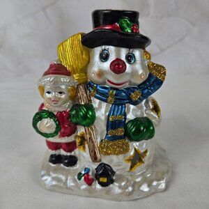 Ceramic Snowman Tealight Votive Candleholder Holiday Christmas Decoration
